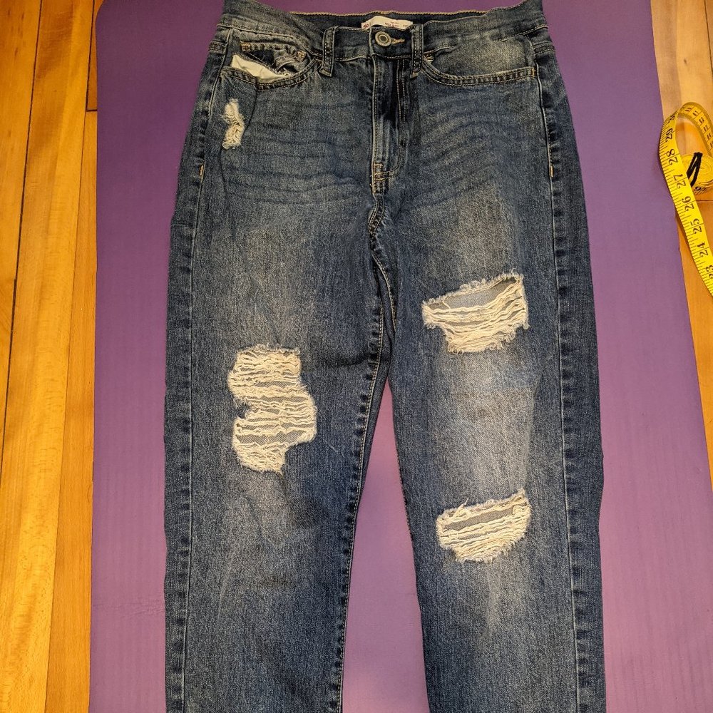 SO distressed mom jeans